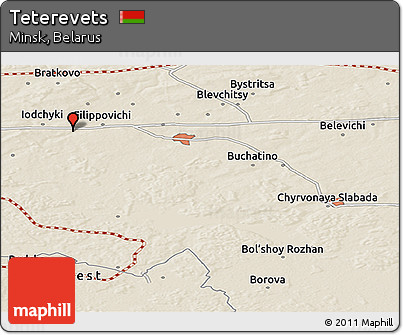Shaded Relief Panoramic Map of Teterevets