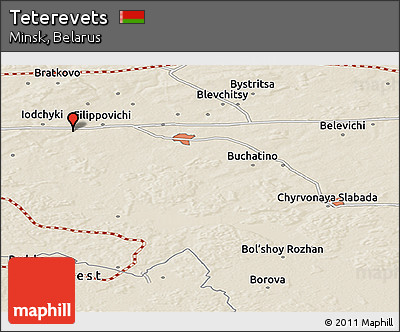 Shaded Relief Panoramic Map of Teterevets