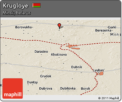 Shaded Relief Panoramic Map of Krugloye