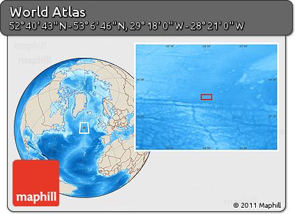 Shaded Relief Location Map of the Area around 52° 53' 45" N, 28° 49' 30" W