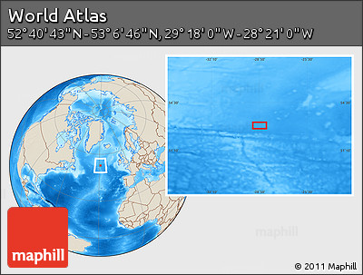 Shaded Relief Location Map of the Area around 52° 53' 45" N, 28° 49' 30" W