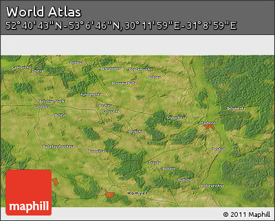 Satellite 3D Map of the Area around 52° 53' 45" N, 30° 40' 29" E