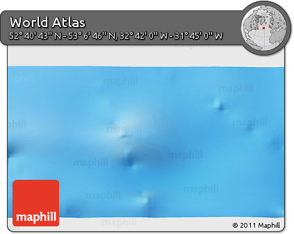 Physical 3D Map of the Area around 52° 53' 45" N, 32° 13' 30" W