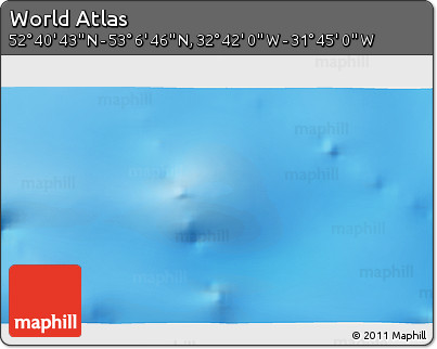 Shaded Relief 3D Map of the Area around 52° 53' 45" N, 32° 13' 30" W