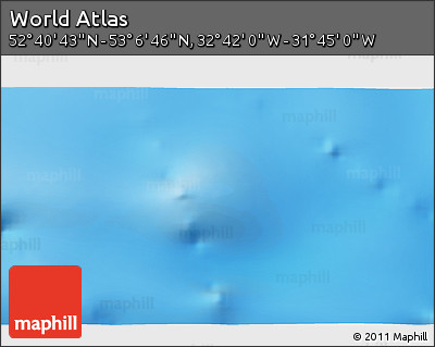 Shaded Relief 3D Map of the Area around 52° 53' 45" N, 32° 13' 30" W