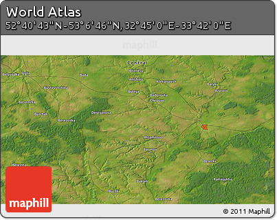 Satellite 3D Map of the Area around 52° 53' 45" N, 33° 13' 30" E