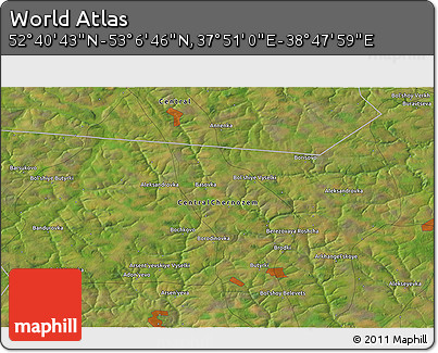 Satellite 3D Map of the Area around 52° 53' 45" N, 38° 19' 30" E
