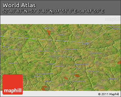 Satellite 3D Map of the Area around 52° 53' 45" N, 38° 19' 30" E