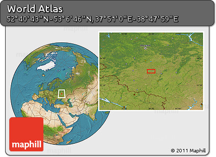 Satellite Location Map of the Area around 52° 53' 45" N, 38° 19' 30" E