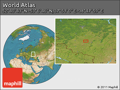Satellite Location Map of the Area around 52° 53' 45" N, 38° 19' 30" E
