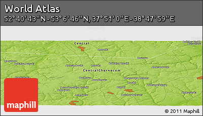 Physical Panoramic Map of the Area around 52° 53' 45" N, 38° 19' 30" E