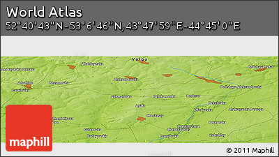 Physical Panoramic Map of the Area around 52° 53' 45" N, 44° 16' 29" E