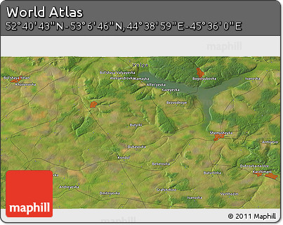 Satellite 3D Map of the Area around 52° 53' 45" N, 45° 7' 30" E