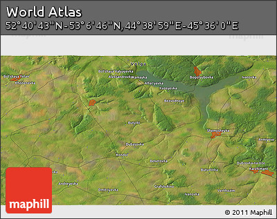 Satellite 3D Map of the Area around 52° 53' 45" N, 45° 7' 30" E