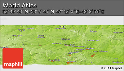 Physical Panoramic Map of the Area around 52° 53' 45" N, 47° 40' 29" E