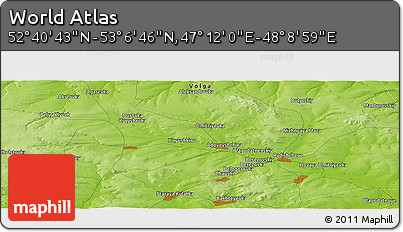 Physical Panoramic Map of the Area around 52° 53' 45" N, 47° 40' 29" E