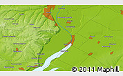 Physical 3D Map of the area around 52° 53' 45" N, 48° 31' 29" E