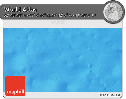 Shaded Relief 3D Map of the Area around 52° 53' 45" N, 49° 13' 30" W