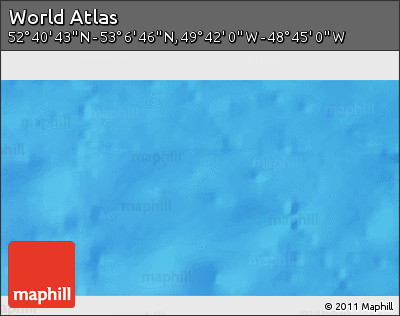 Shaded Relief 3D Map of the Area around 52° 53' 45" N, 49° 13' 30" W