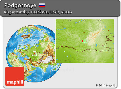Physical Location Map of Podgornoye
