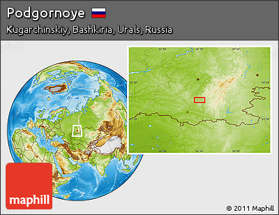 Physical Location Map of Podgornoye