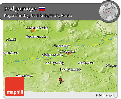 Physical Panoramic Map of Podgornoye