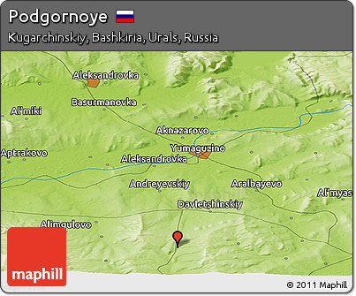 Physical Panoramic Map of Podgornoye