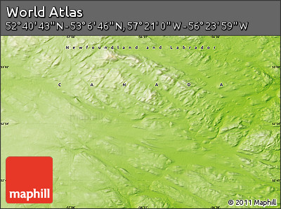 Physical Map of the Area around 52° 53' 45" N, 56° 52' 30" W
