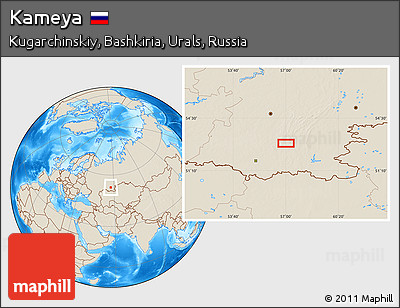 Shaded Relief Location Map of Kameya