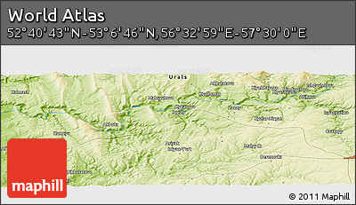 Physical Panoramic Map of the Area around 52° 53' 45" N, 57° 1' 29" E