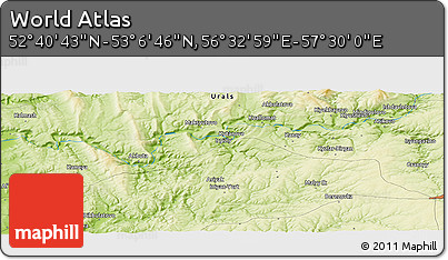 Physical Panoramic Map of the Area around 52° 53' 45" N, 57° 1' 29" E