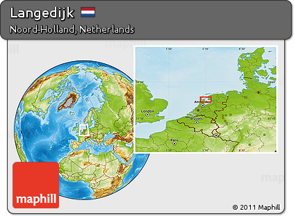 Free Physical Location Map of Langedijk