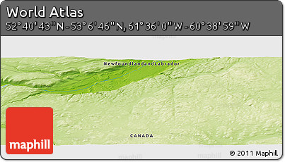 Physical Panoramic Map of the Area around 52° 53' 45" N, 61° 7' 30" W