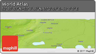 Physical Panoramic Map of the Area around 52° 53' 45" N, 65° 31' 30" E
