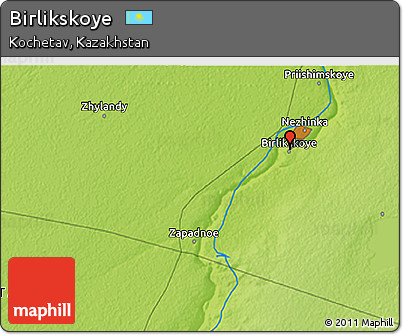 Physical 3D Map of Birlikskoye