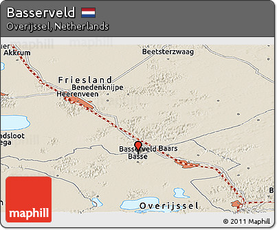 Shaded Relief Panoramic Map of Basserveld