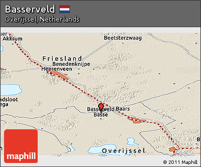 Shaded Relief Panoramic Map of Basserveld