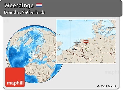 Shaded Relief Location Map of Weerdinge
