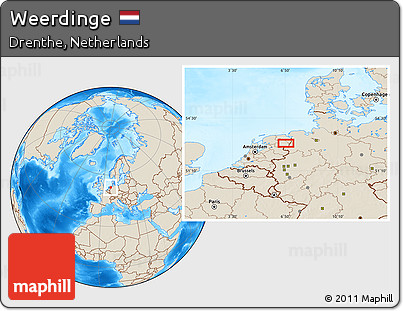 Shaded Relief Location Map of Weerdinge