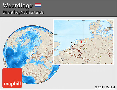 Shaded Relief Location Map of Weerdinge
