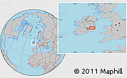 Gray Location Map of the area around 52° 53' 45" N, 6° 43' 29" W