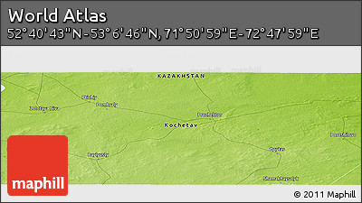 Physical Panoramic Map of the Area around 52° 53' 45" N, 72° 19' 29" E