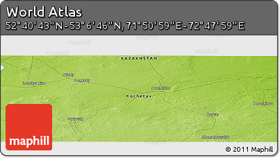 Physical Panoramic Map of the Area around 52° 53' 45" N, 72° 19' 29" E