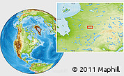Physical Location Map of the area around 52° 53' 45" N, 74° 43' 29" W
