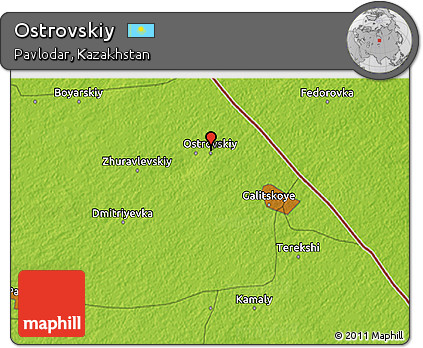 Physical 3D Map of Ostrovskiy