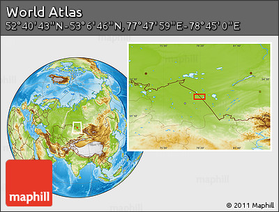 Physical Location Map of the Area around 52° 53' 45" N, 78° 16' 30" E