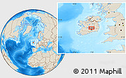 Shaded Relief Location Map of the area around 52° 53' 45" N, 7° 34' 30" W