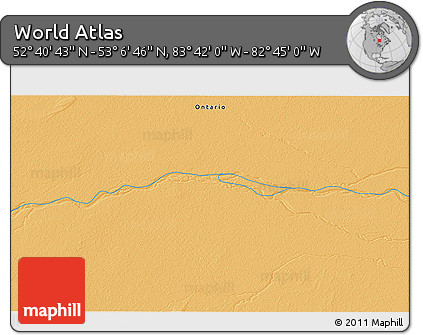 Political 3D Map of the Area around 52° 53' 45" N, 83° 13' 29" W