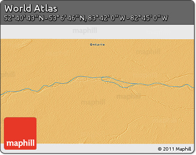 Political 3D Map of the Area around 52° 53' 45" N, 83° 13' 29" W