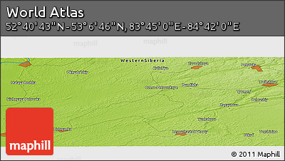 Physical Panoramic Map of the Area around 52° 53' 45" N, 84° 13' 29" E